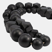 WOOD, HEX & ROUND BEAD GARLAND , BLACK