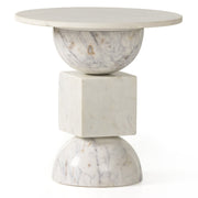 NEDA END TABLE-POLISHED WHITE MARBLE