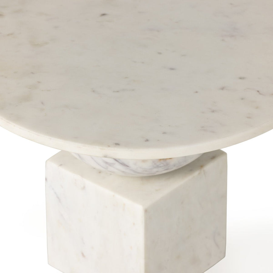 NEDA END TABLE-POLISHED WHITE MARBLE