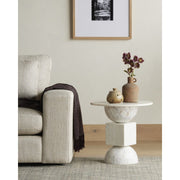NEDA END TABLE-POLISHED WHITE MARBLE