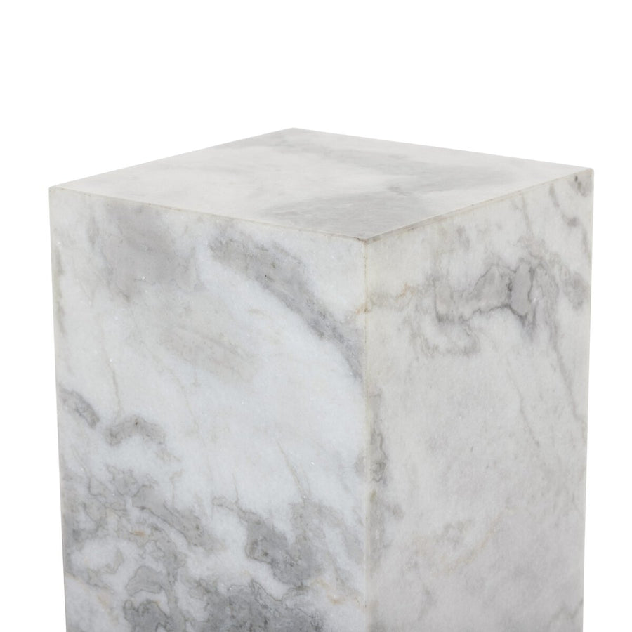 MODERN MARBLE PEDESTAL - WHITE & GREY SPECKLED MARBLE