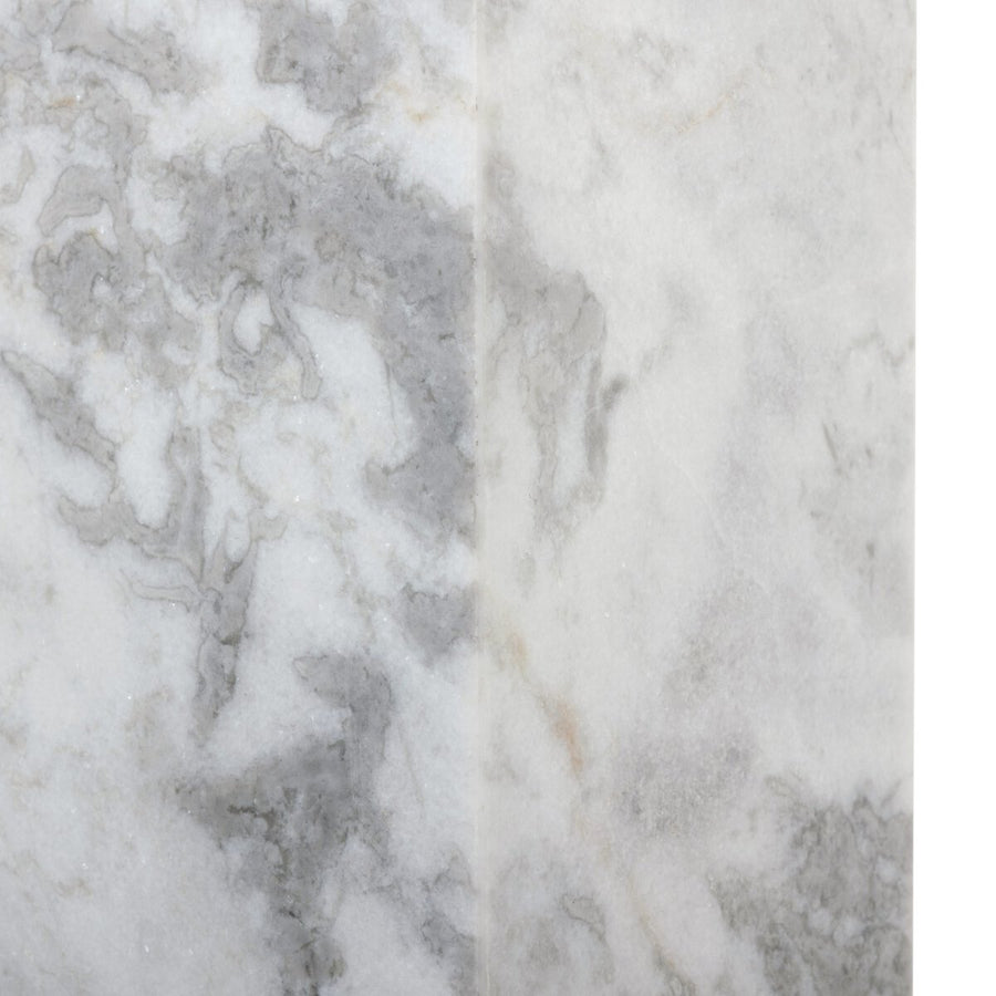 MODERN MARBLE PEDESTAL - WHITE & GREY SPECKLED MARBLE
