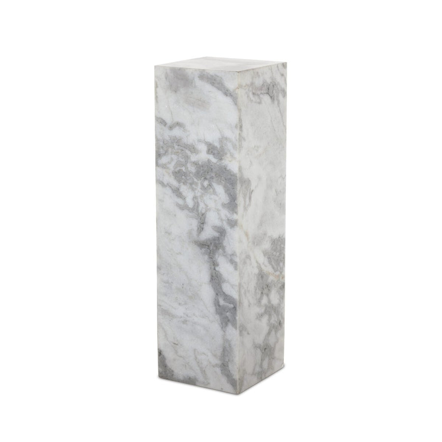 MODERN MARBLE PEDESTAL - WHITE & GREY SPECKLED MARBLE