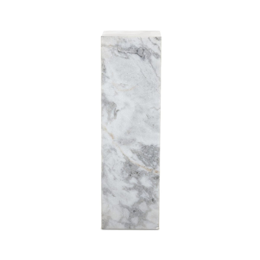 MODERN MARBLE PEDESTAL - WHITE & GREY SPECKLED MARBLE