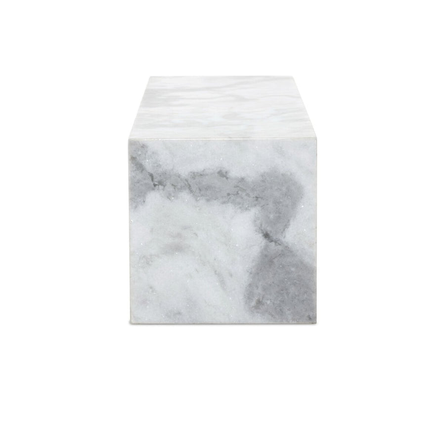 MODERN MARBLE PEDESTAL - WHITE & GREY SPECKLED MARBLE