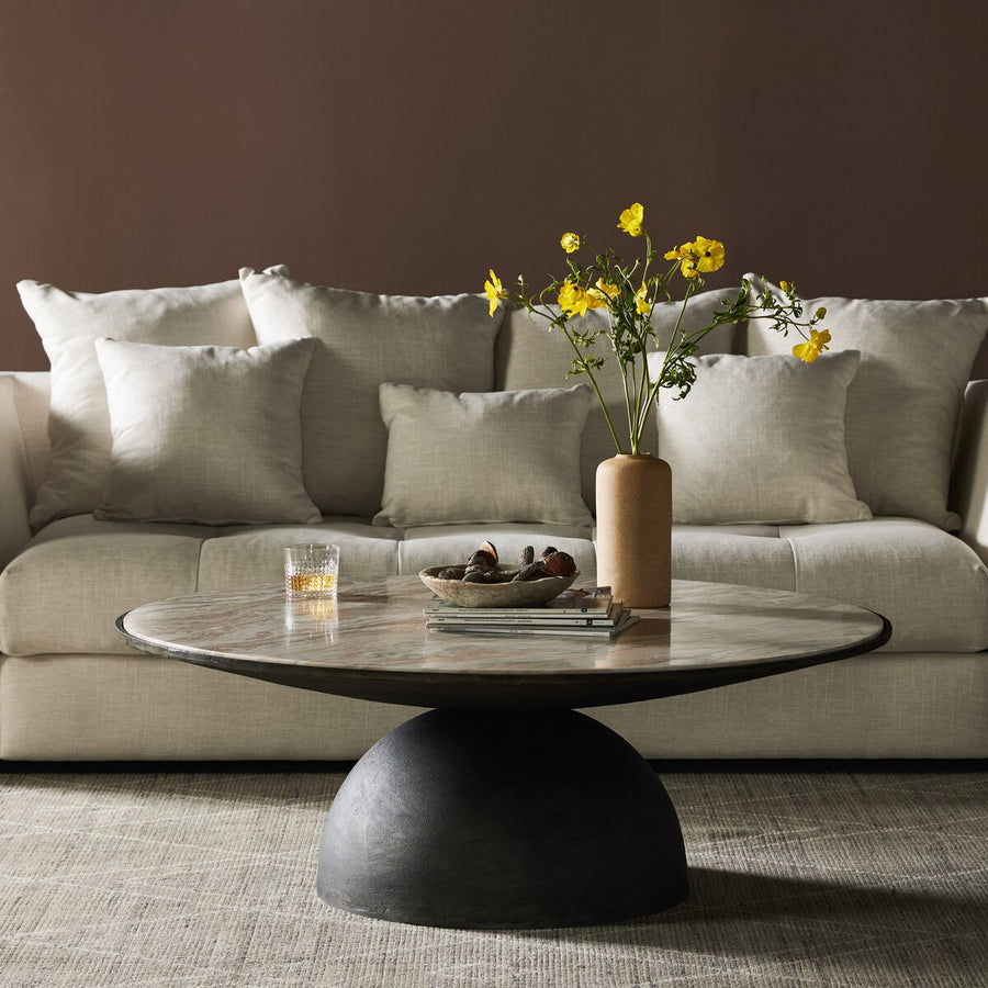 CORBETT LARGE COFFEE TABLE-CREAMY TAUPE MARBLE