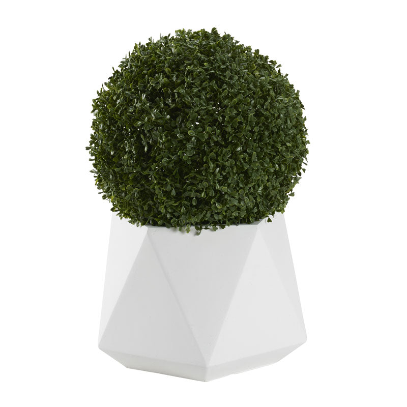 BOXWOOD BALL IN MEDIUM WHITE GEOMETRIC