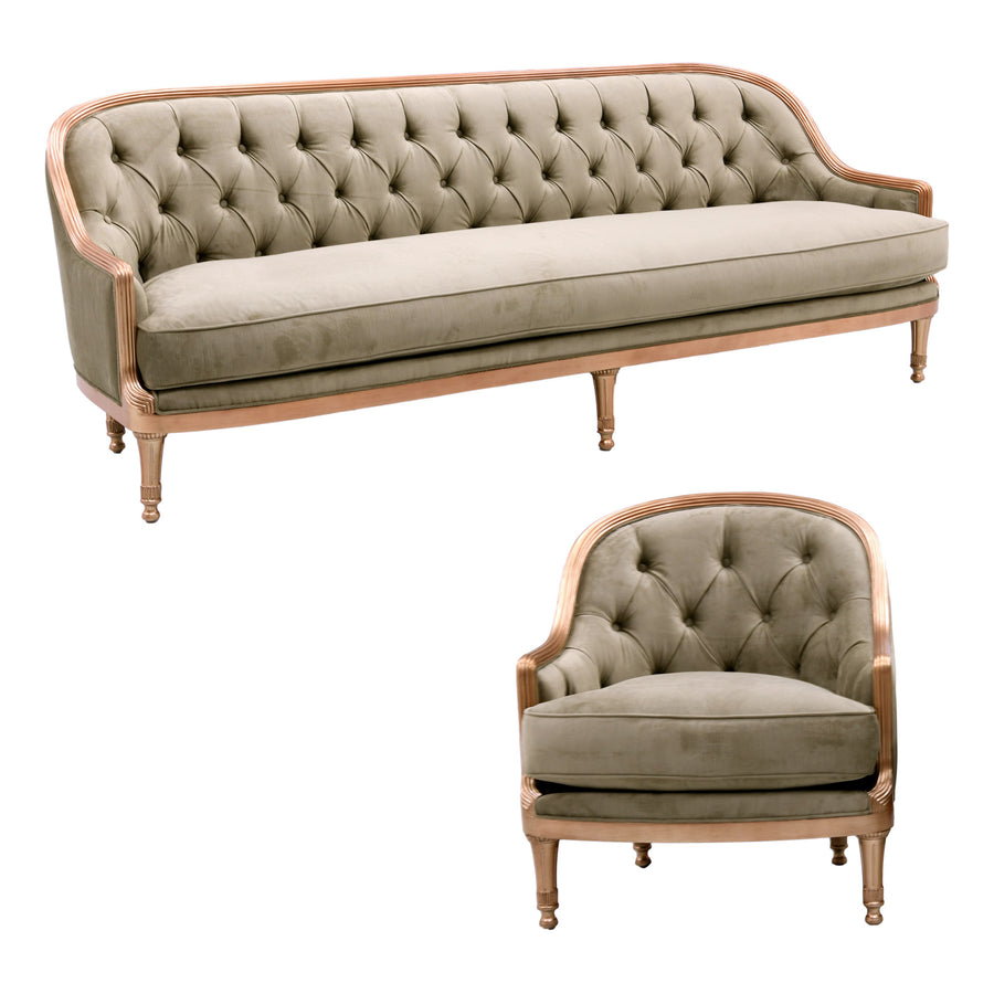 VERONA LIVING SET (GOLD)- TWO SOFAS & TWO CHAIRS