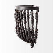 Liam II Black Metal Frame w/Wooden Beads Wall Candle Holder