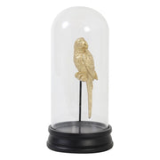 ORNAMENT IN GLASS BELL Ø14X30 CM PARROT BLACK+GOLD