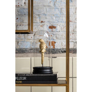 ORNAMENT IN GLASS BELL Ø14X30 CM PARROT BLACK+GOLD