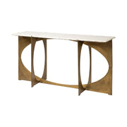 REINHOLD WHITE MARBLE TOP GOLD METAL BASE CONSOLE