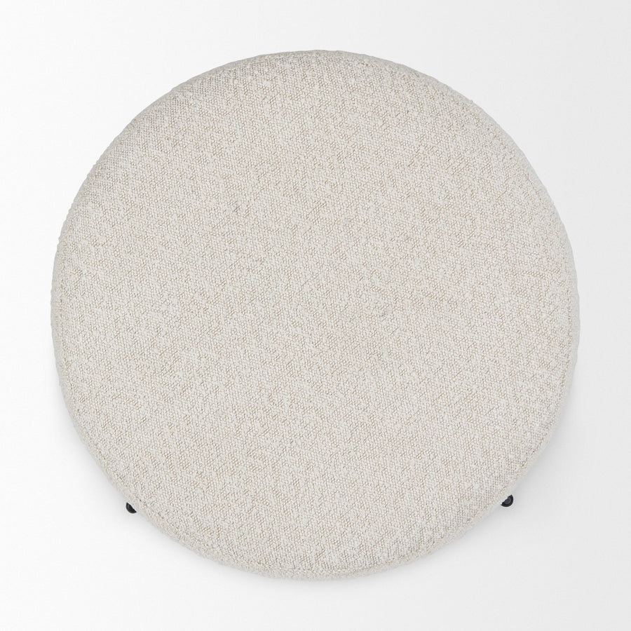 AMELIA CREAM BOUCLE W/BLACK METAL POUF