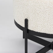 AMELIA CREAM BOUCLE W/BLACK METAL POUF