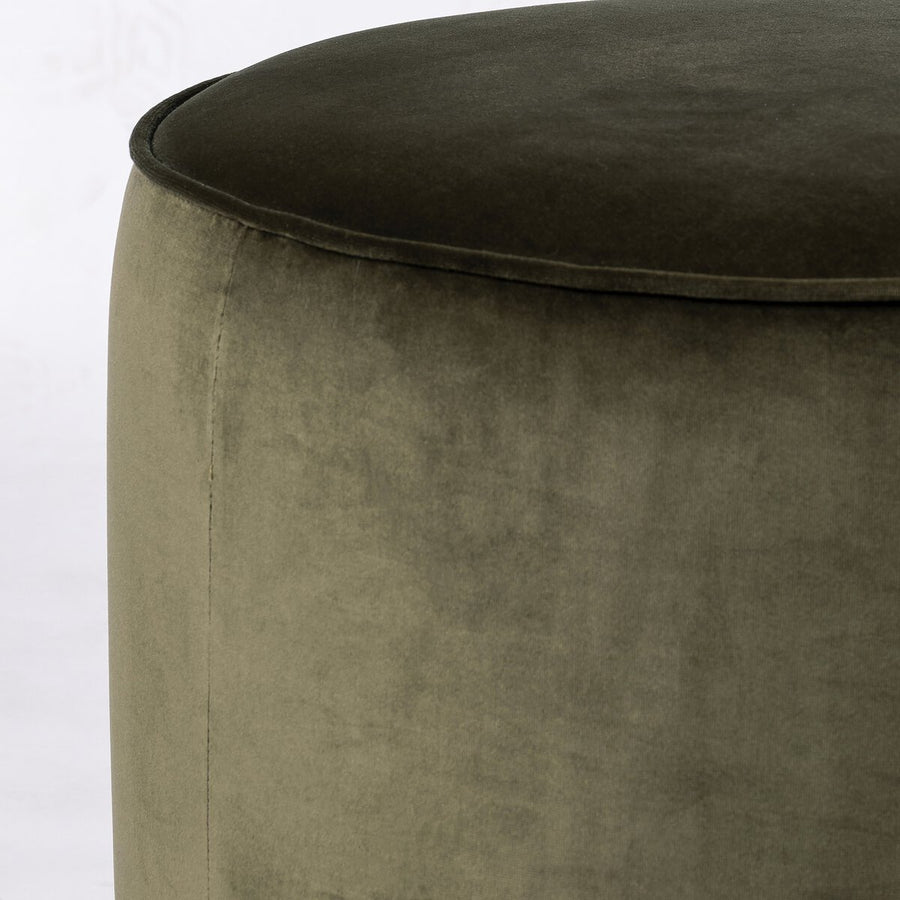 SINCLAIR ROUND OTTOMAN - SURREY OLIVE