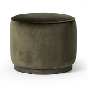 SINCLAIR ROUND OTTOMAN - SURREY OLIVE