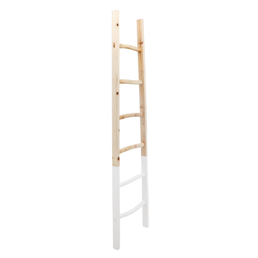 WOODEN DECORATIVE 76" LADDER, 2-TONE NAT/WHITE