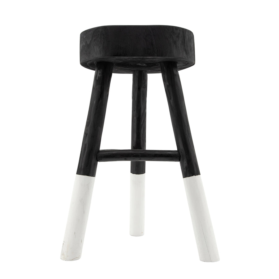 WOODEN 22" 2-TONE STOOL,  BLACK