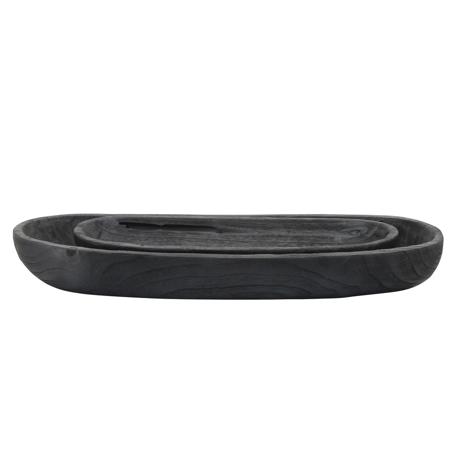 S/2 18/24" WOOD DECOR PLATES, BLACK