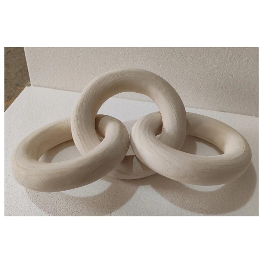 21" 3 WOODEN RINGS, WHITE