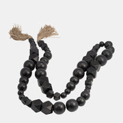 WOOD, HEX & ROUND BEAD GARLAND , BLACK