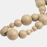 WOOD, STONEWASH BEAD GARLAND , IVORY