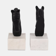 METAL , HORSE HEAD BOOKENDS, WHITE/BLACK - SET OF TWO