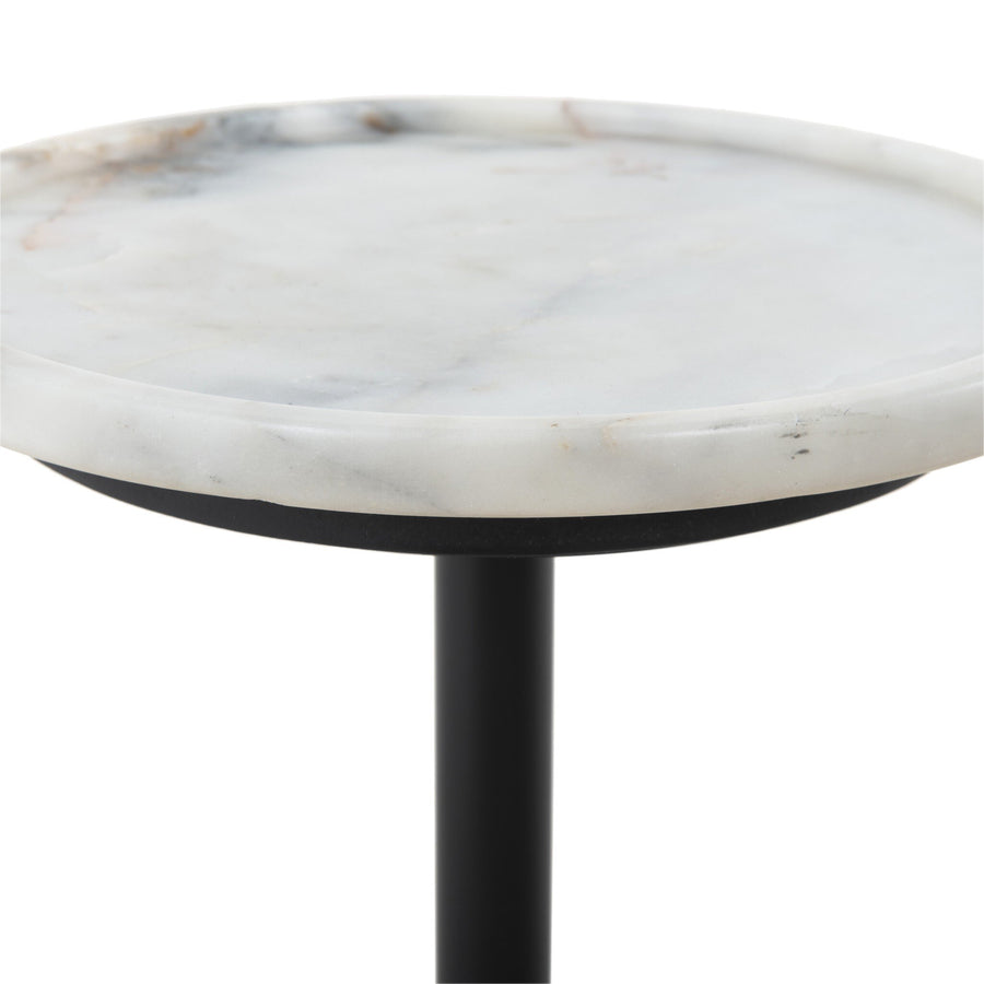 VIOLA ACCENT TABLE - POLISHED WHITE MARBLE