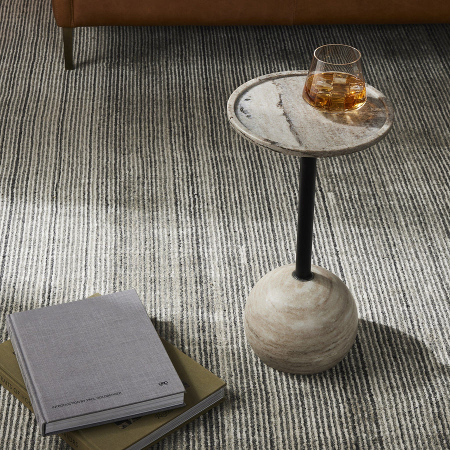VIOLA ACCENT TABLE - POLISHED WHITE MARBLE