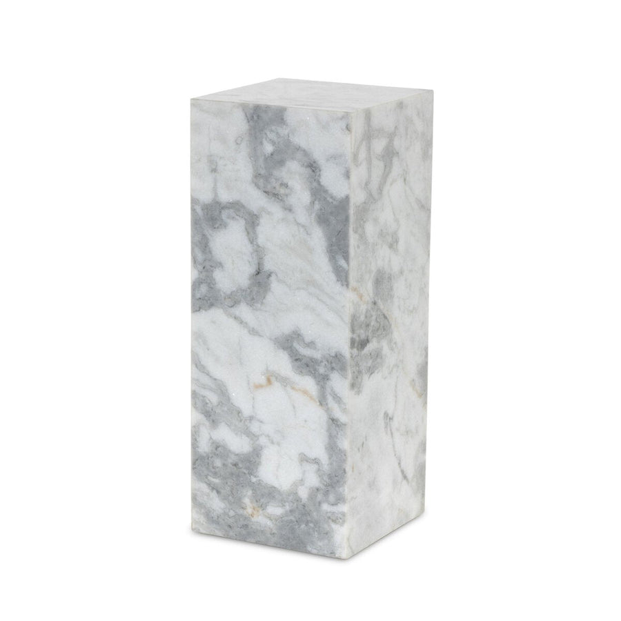 MODERN MARBLE SMALL PEDESTAL - WHITE & GREY SPECKLED MARBLE