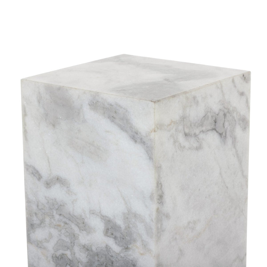 MODERN MARBLE PEDESTAL - WHITE & GREY SPECKLED MARBLE