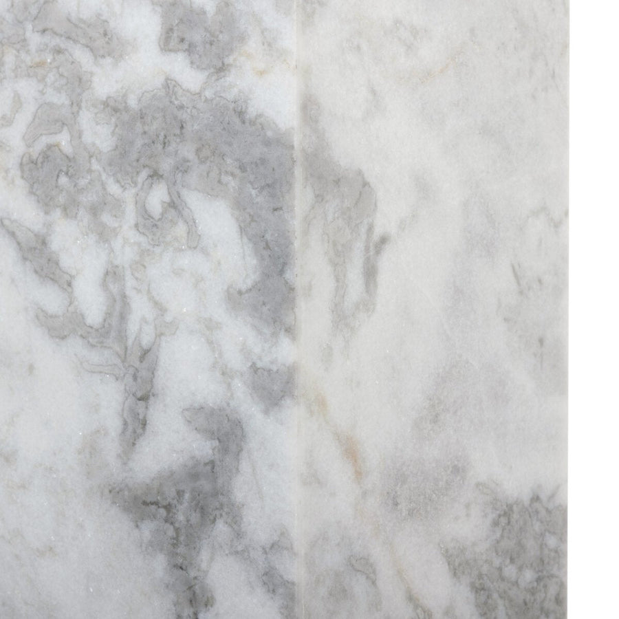 MODERN MARBLE PEDESTAL - WHITE & GREY SPECKLED MARBLE
