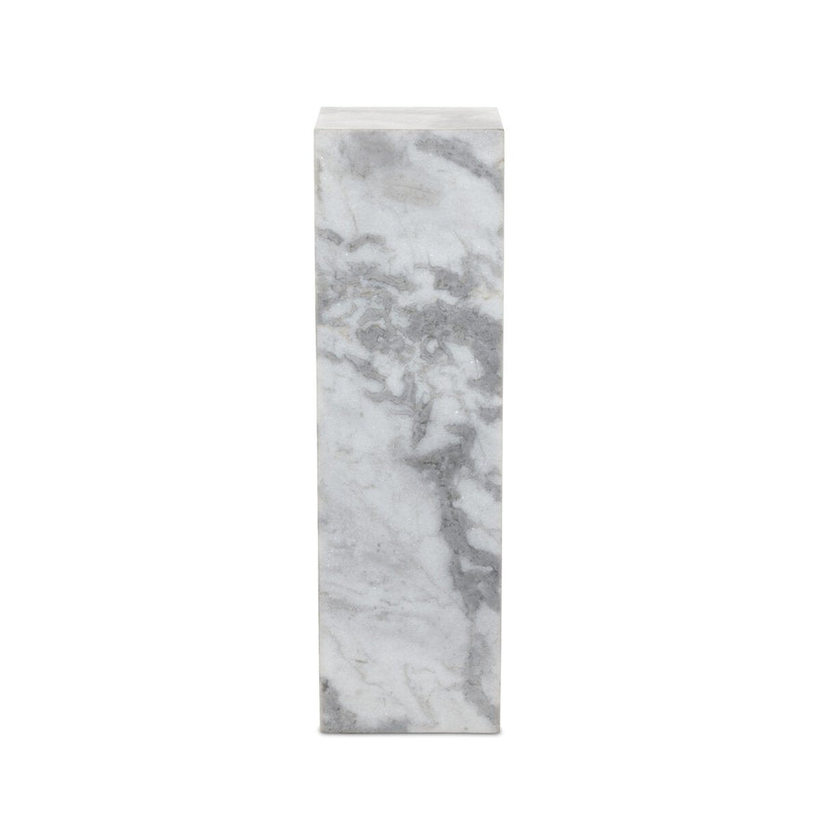 MODERN MARBLE PEDESTAL - WHITE & GREY SPECKLED MARBLE