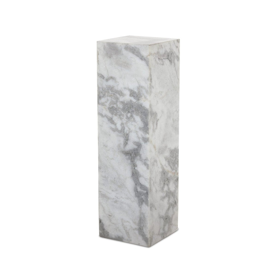 MODERN MARBLE PEDESTAL - WHITE & GREY SPECKLED MARBLE