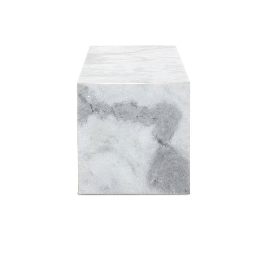 MODERN MARBLE PEDESTAL - WHITE & GREY SPECKLED MARBLE