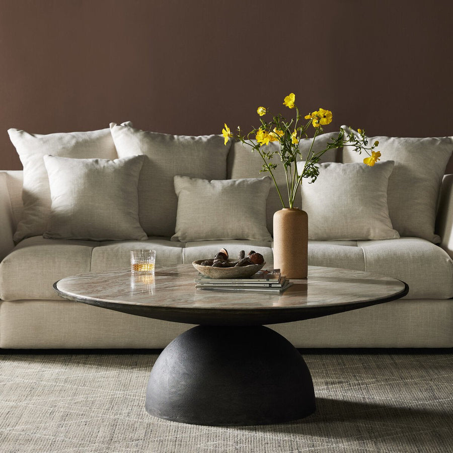 CORBETT LARGE COFFEE TABLE-CREAMY TAUPE MARBLE