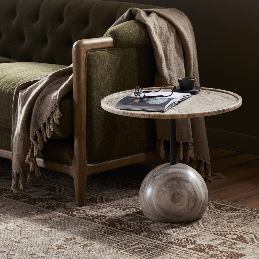 VIOLA END TABLE - ANTIQUE WHITE MARBLE