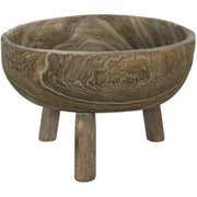 WOOD 11" BOWL WITH LEGS, GRAY