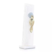 BRASS BIRD SCULPTURE ON SELENITE ROOST I