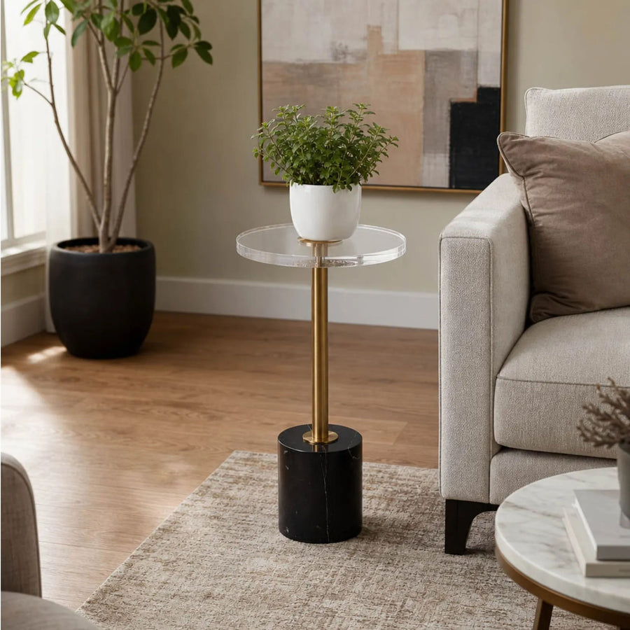 ELISIA ACRYLIC AND MARBLE ACCENT TABLE
