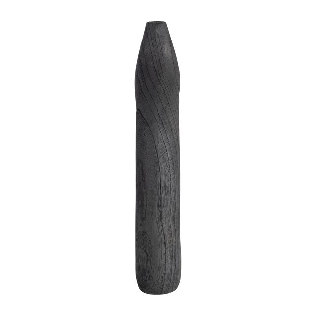 WOOD, 14"H CUT-OUT VASE, BLACK