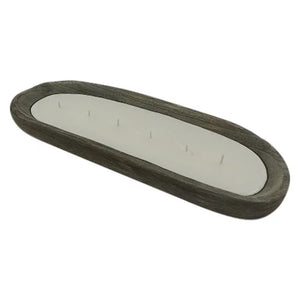 WOOD, 18" SCENTED CANDLE TRAY , GRAY 19OZ