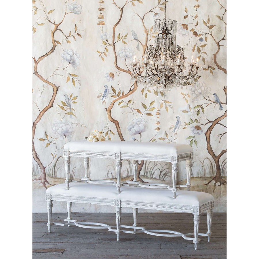 WHITE LINEN KING CONSTANCE BENCH