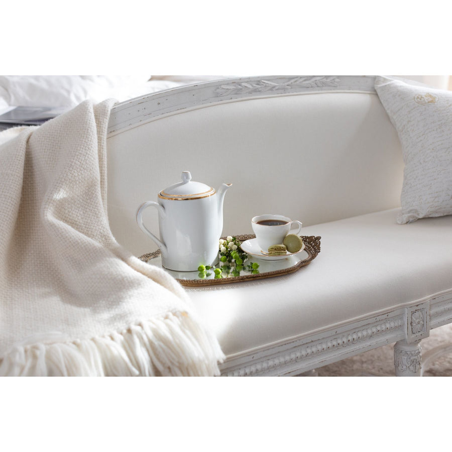 WHITE LINEN KING CONSTANCE BENCH