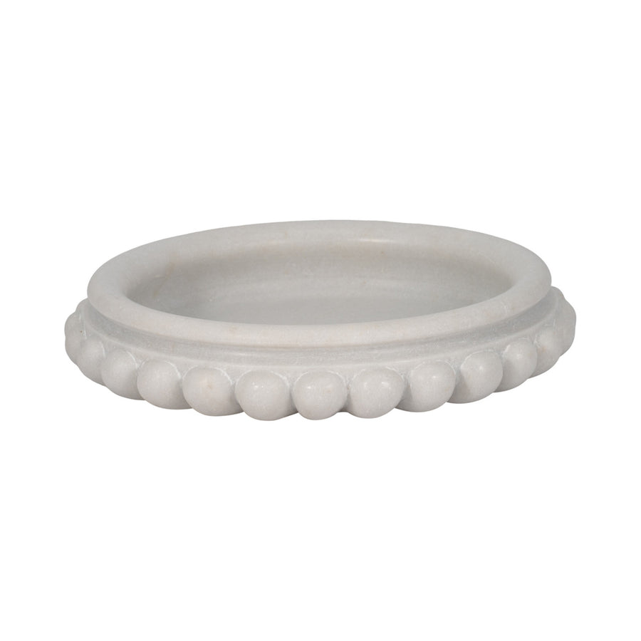 WINDSOR CARVED MARBLE TRAY , WHITE