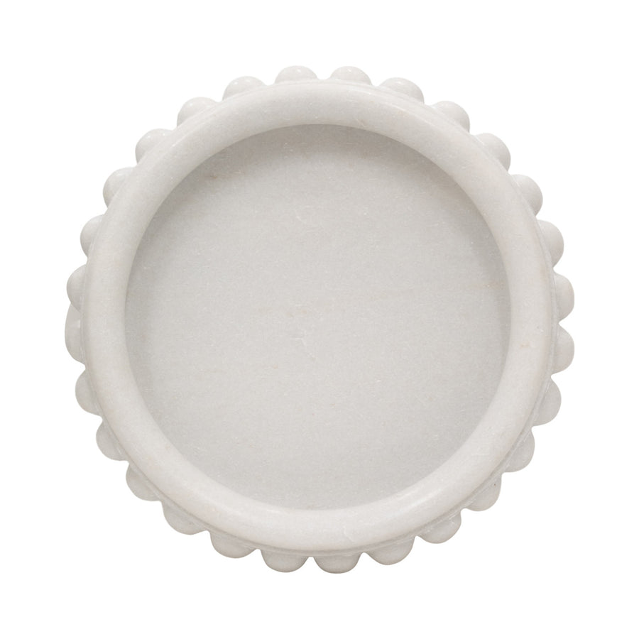 WINDSOR CARVED MARBLE TRAY , WHITE