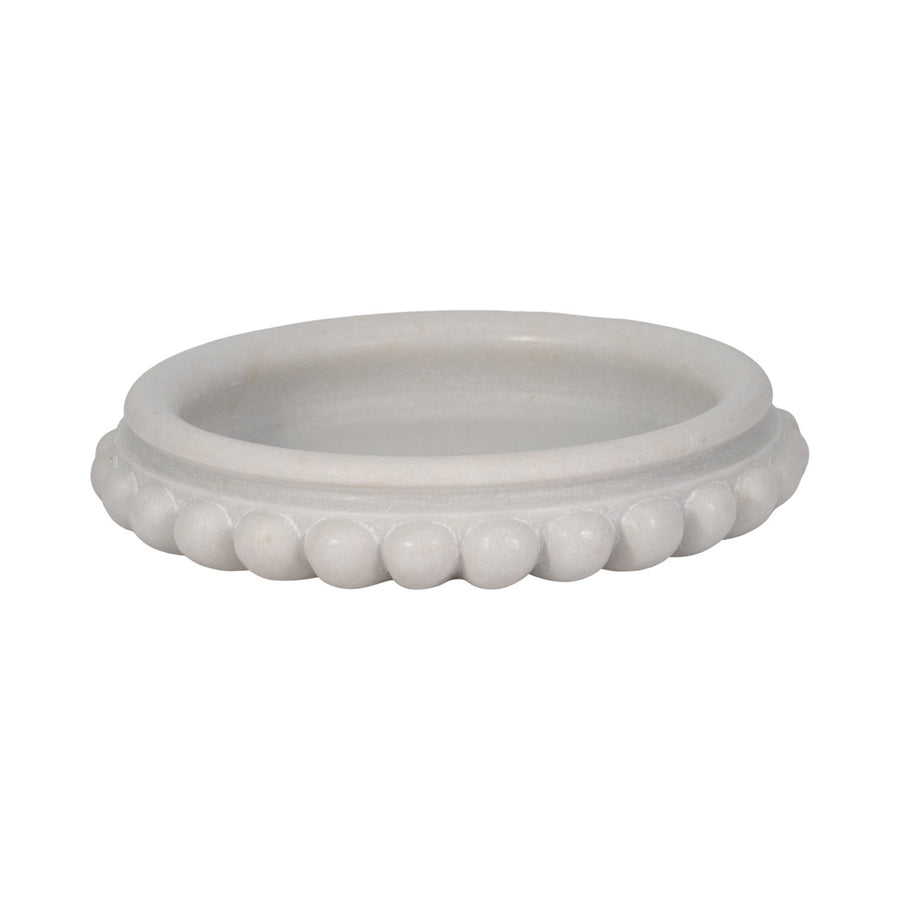 WINDSOR CARVED MARBLE TRAY , WHITE