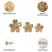 ROMMIE GOLD WALL FOLWERS - SET OF 3