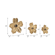 ROMMIE GOLD WALL FOLWERS - SET OF 3