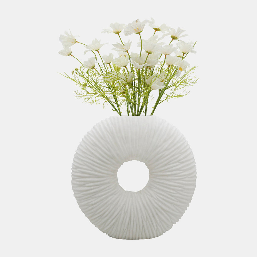 NATALY LARGE QUARTZ RESIN VASE , WHITE